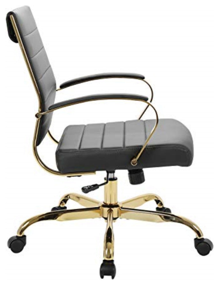 LeisureMod Benmar Leather Office Chair With Gold Frame