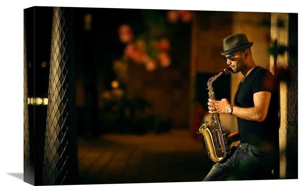 "Mood With Jazz" Stretched Canvas Giclee by Kzh, 22x15"