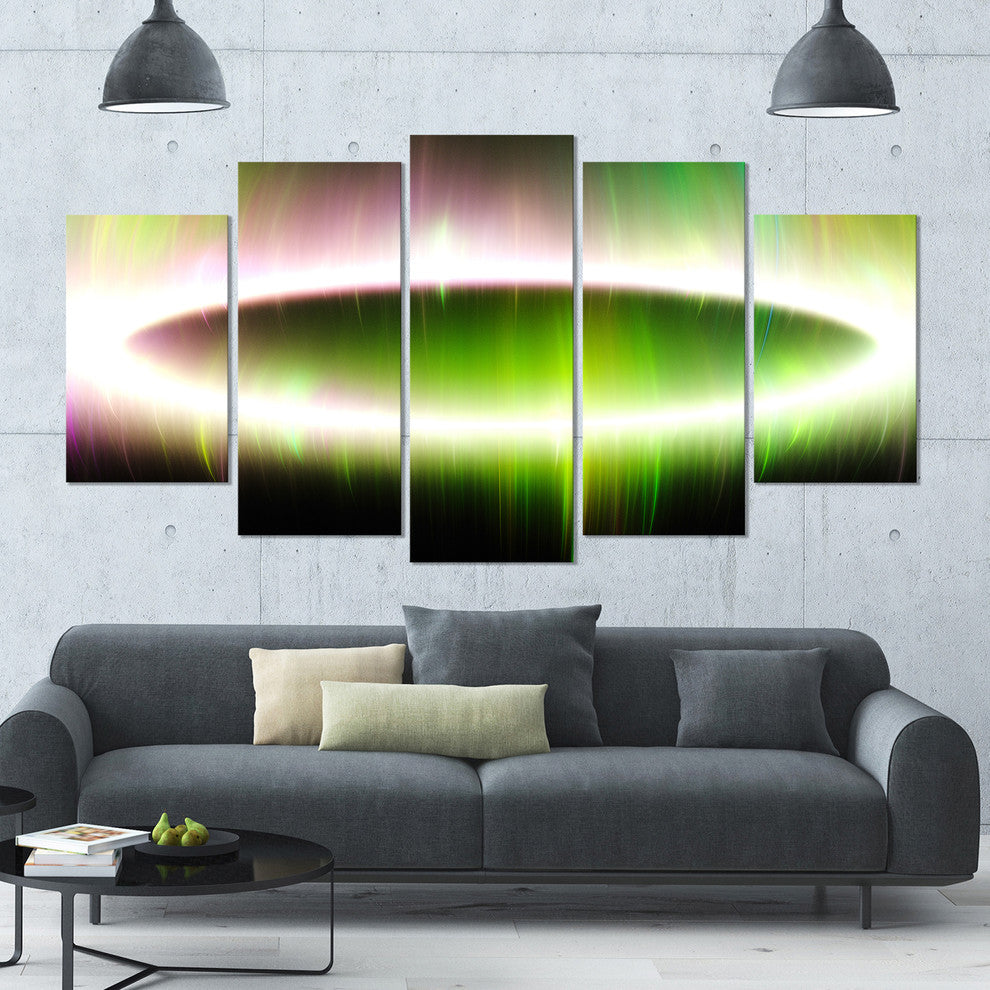 Beautiful Green Northern Lights, Abstract Canvas Art Print, 60"x32", 5 Panels