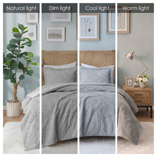 Madison Park Arya Medallion Faux Fur Plush Comforter Mini Set