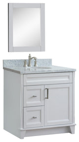 37" Single Sink Vanity In White Finish Top With White Carrara Marble