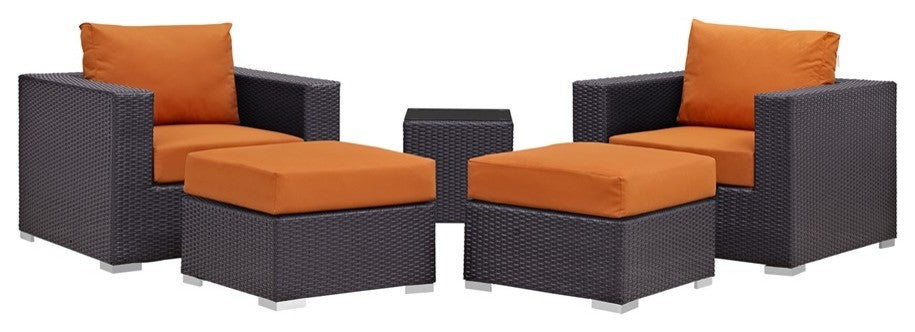 Espresso Orange Convene 5-Piece Outdoor Patio Sectional Set