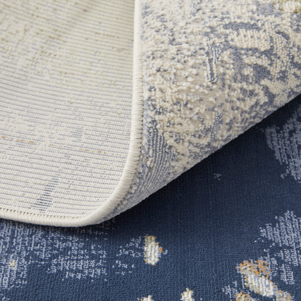 Takara Modern Abstract, Blue/Orange/Ivory, 2'x3' Accent Rug