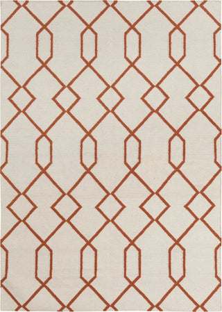 Lima Contemporary Area Rug, White and Orange, 5'x7'