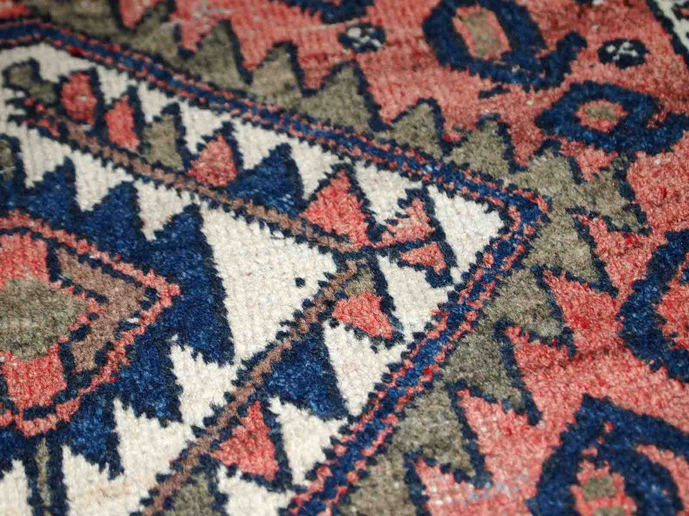 Handmade vintage Persian Kurdish bagface rug 1.8' x 1.9' (55cm x 59cm) 1930s