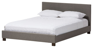 Elizabeth Modern Gray Fabric Upholstered Panel-Stitched Queen Size Platform Bed