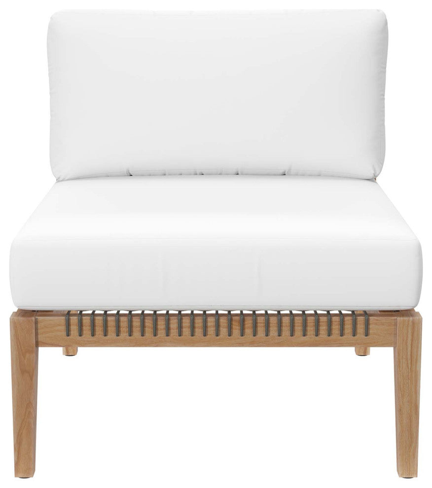 Clearwater Outdoor Patio Teak Wood Armless Chair, Gray White