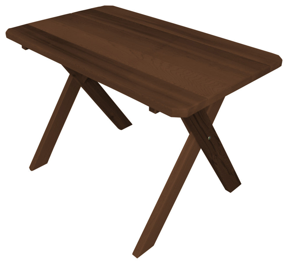 Cedar Cross-Leg Table, Mushroom Stain, 5 Foot