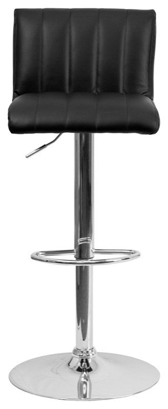 Sean Black Vinyl Adjustable Height Barstool With Chrome Base