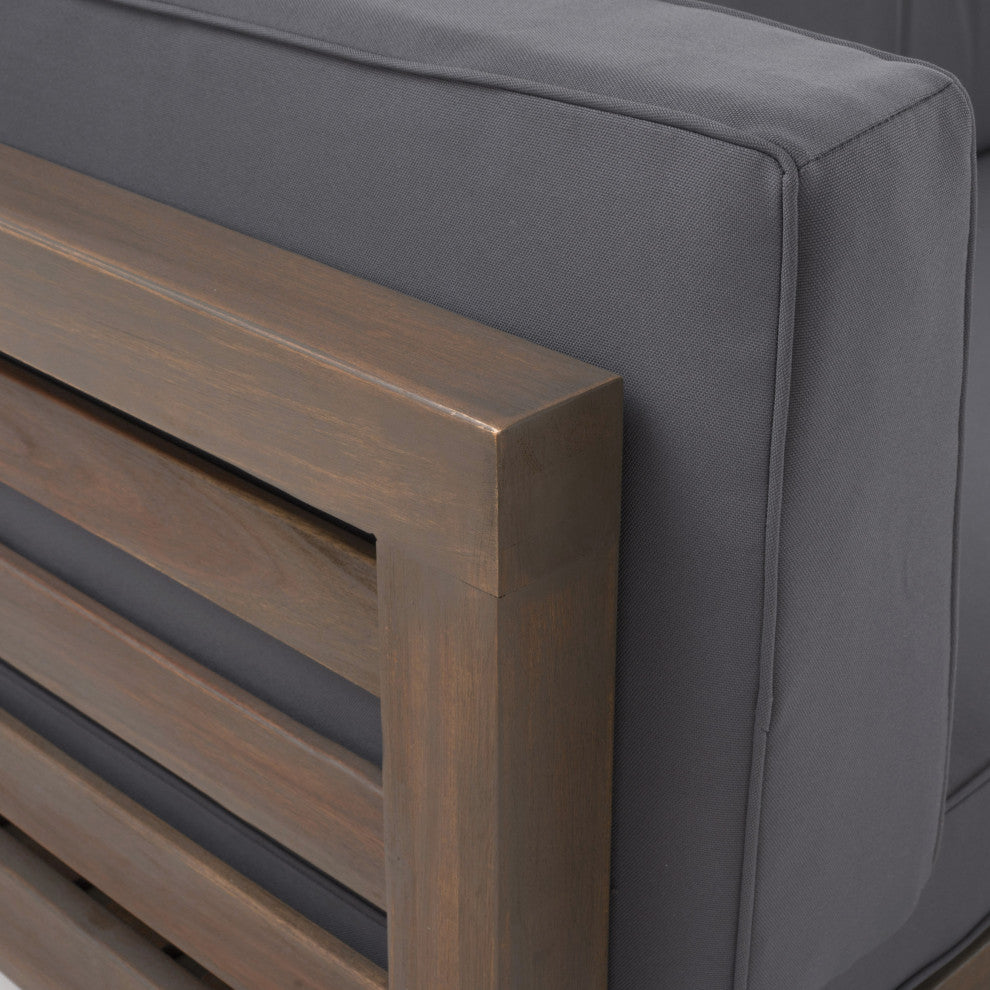 Cascada Outdoor Left Arm Loveseat and Coffee Table Set, Dark Gray/Gray