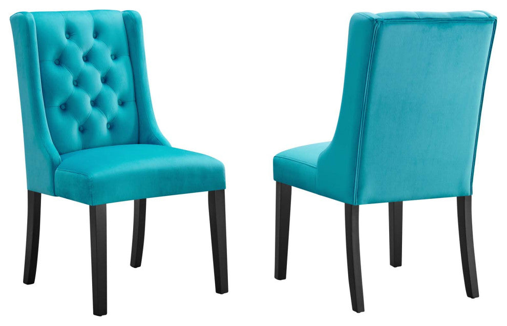 Baronet Performance Velvet Dining Chairs, Set of 2, Blue