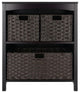 Terrace 4-PieceStorage Shelf With 3 Foldable Woven Baskets, Walnut and Chocolate