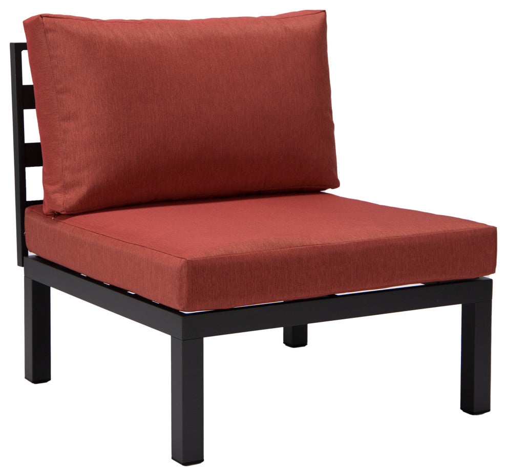 LeisureMod Hamilton 6-Piece Modular Patio Sectional Set With Cushion, Red