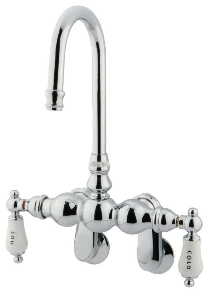 Kingston Brass Adjustable Center Wall Mount Tub Faucet, Polished Chrome