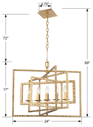 Capri 5 Light Antique Gold Chandelier