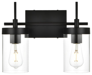 2 Light Black And Clear Bath Sconce