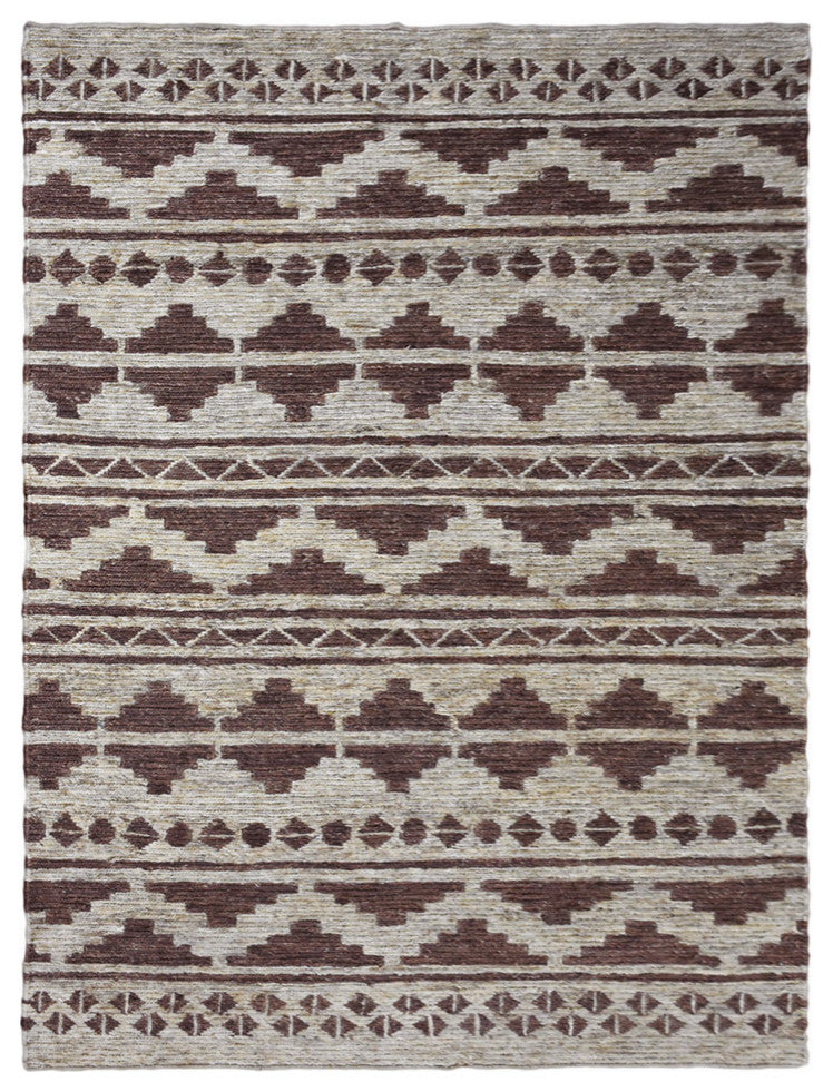 HAND KNOTTED SUMAK JUTE ECO-FRIENDLY SOLID AREA RUG,Brown Beige,Oriental,Outdoor, [Rectangle] 4'x6'