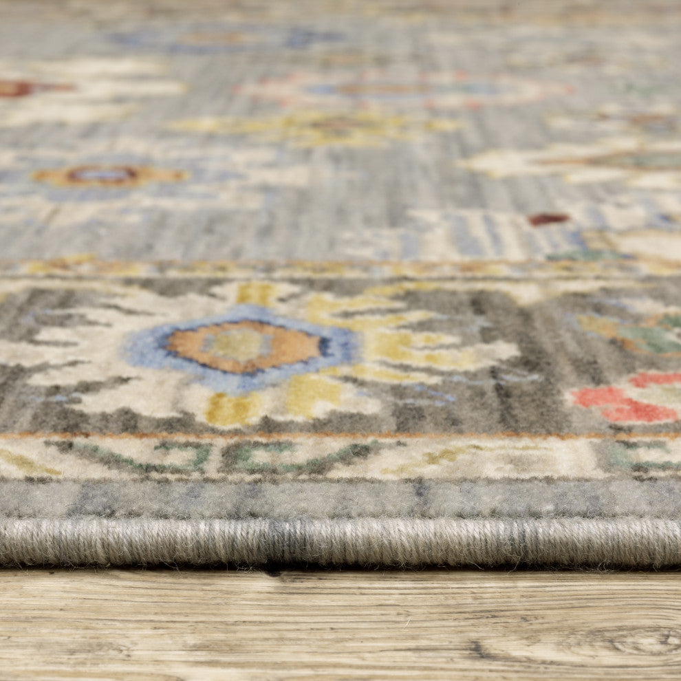 Leoness Floral Border Indoor Area Rug, Blue, 2' x 3'