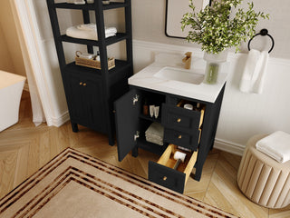 Nashville 30" Single Sink Bath Vanity, Black 2" Empira Quartz