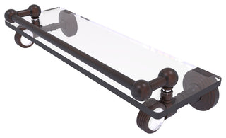Pacific Grove 16" Glass Shelf with Groovy Accents, Venetian Bronze