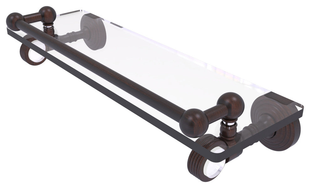 Pacific Grove 16" Glass Shelf with Groovy Accents, Venetian Bronze