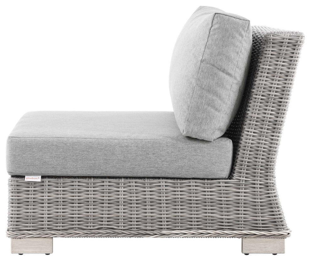 Lounge Sectional Sofa Chair Table Set, Rattan, Wicker, Gray, Outdoor