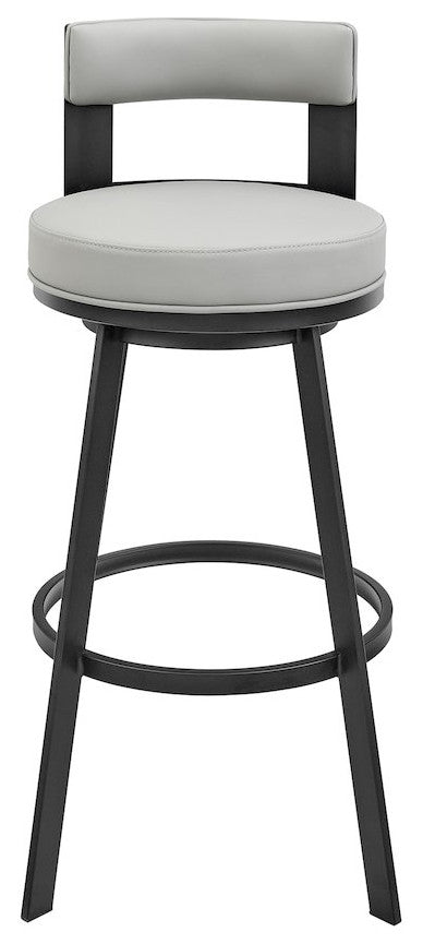 Flynn Swivel Counter or Bar Stool in Faux Leather and Metal