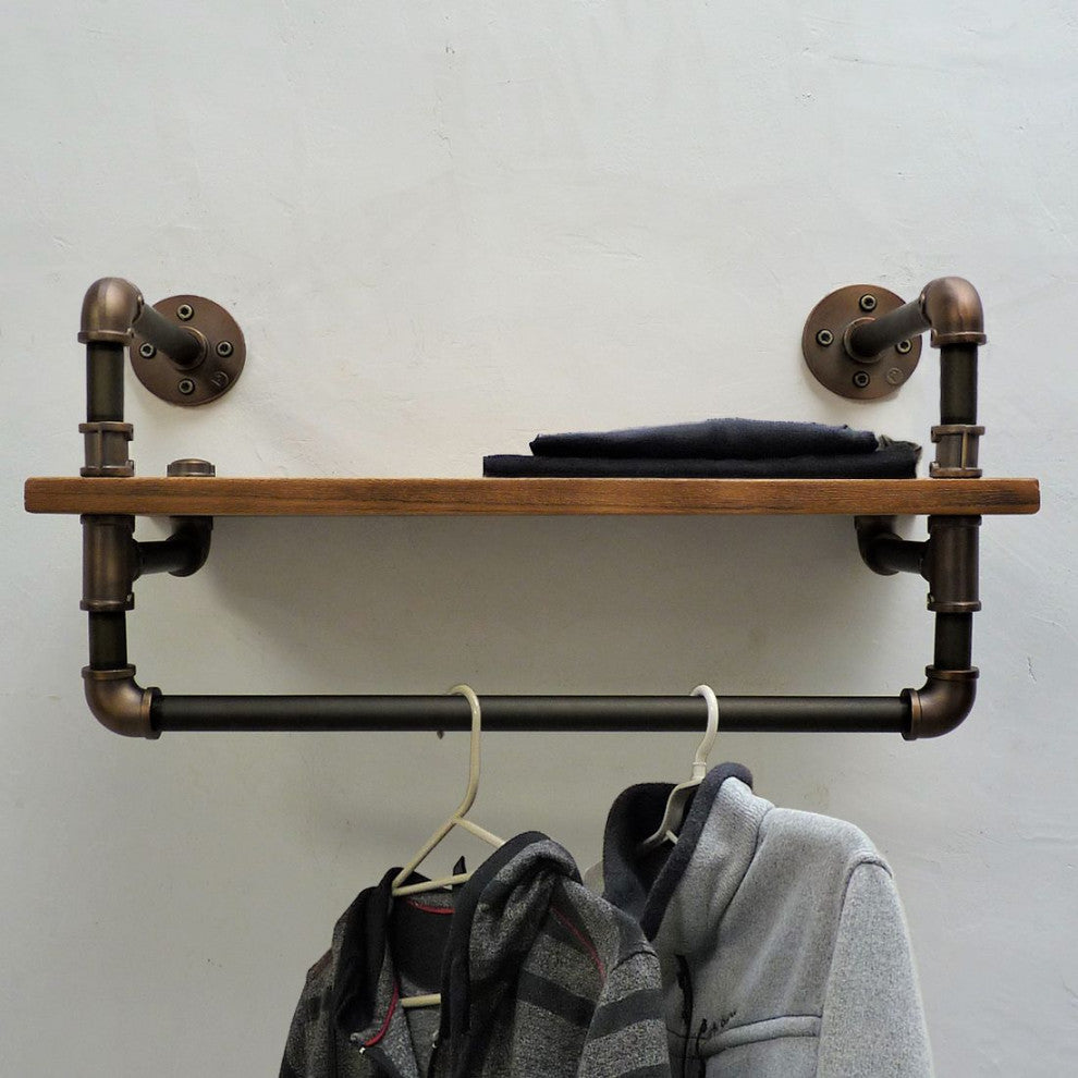 Ann Harbor Farmhouse Industrial 27" Wide Shelf Rack, Rustic Bronze