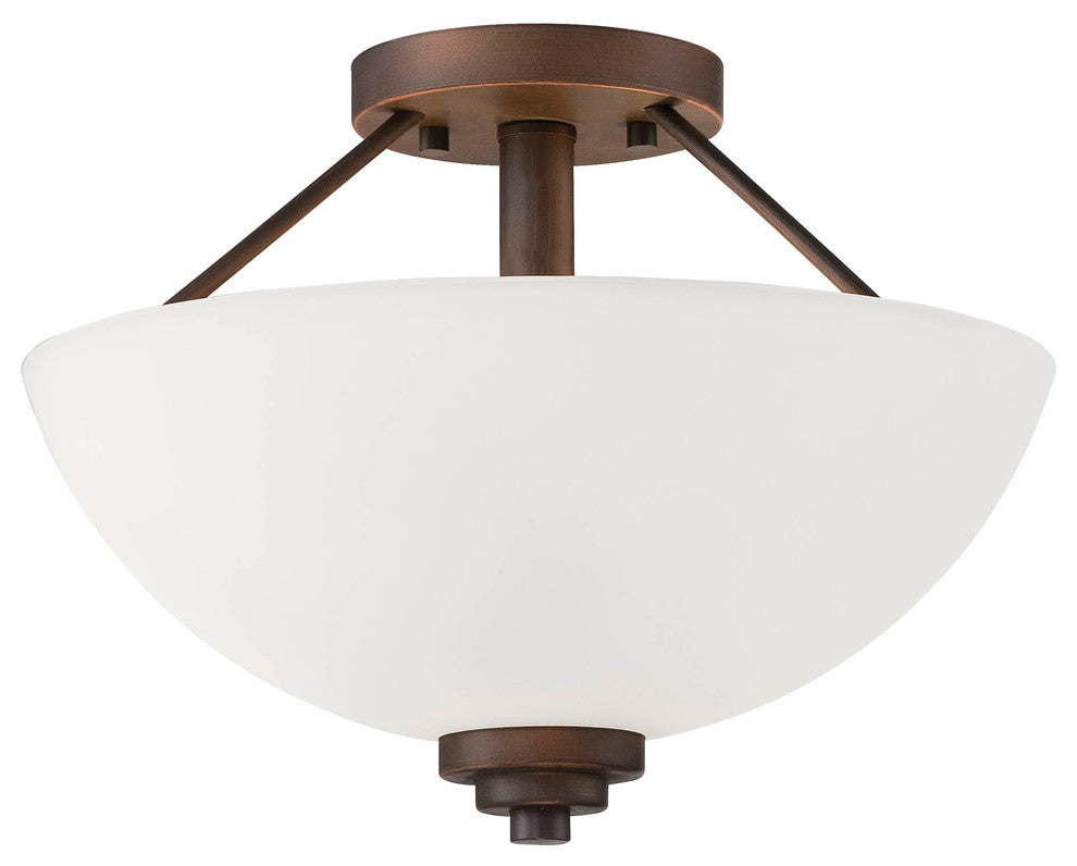 Millennium Lighting Durham Semi-Flush Light, Rubbed Bronze, Etched White