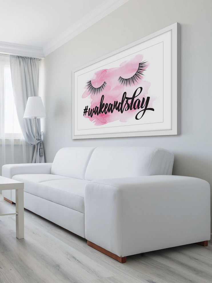 Marmont Hill, "Wake Up and Slay Pink" by Amanda Greenwood Framed Painting, 18x12