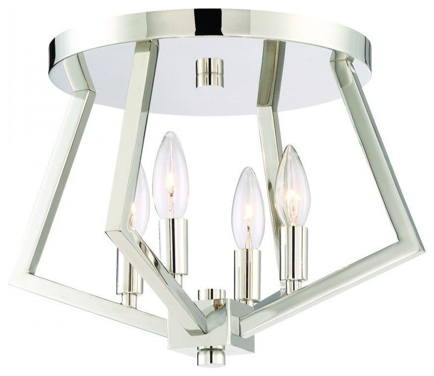 Artcraft AC10683PN Four Light Flush Mount Breezy Point Polished Nickel