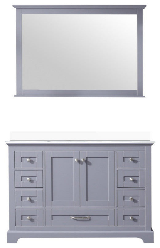 Dukes 48" Dark Grey Single Square Sink Vanity with Quartz Top, With Mirror