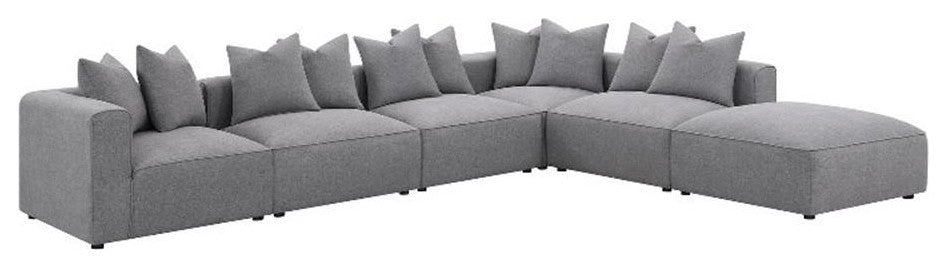 Coaster Jennifer Fabric Upholstered 6-piece Tight Seat Modular Sectional Gray