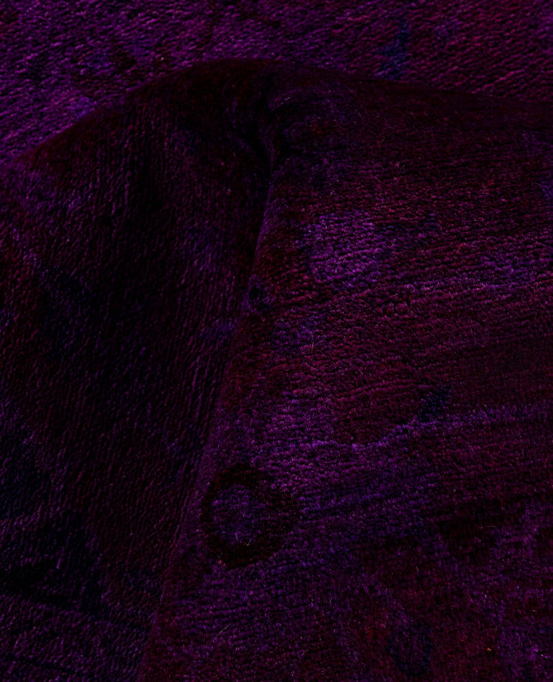 Overdyed One-of-a-Kind Hand-Knotted Area Rug Purple, 9' 1" x 12' 5"