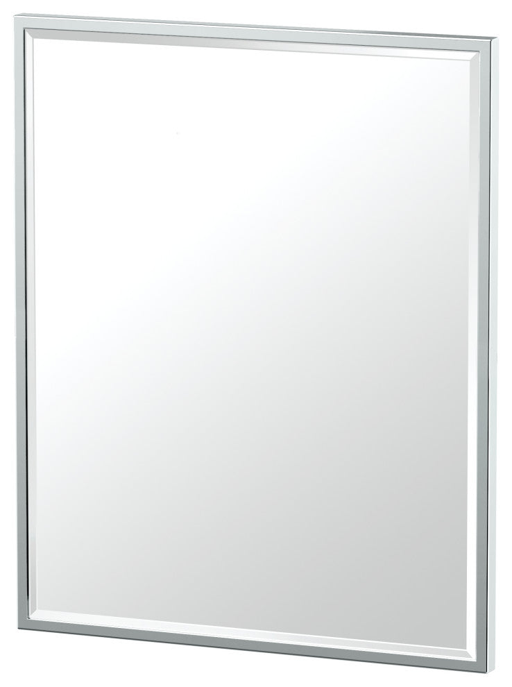 Flush Mount Framed Rectangle Wall Mirror, Chrome, 25