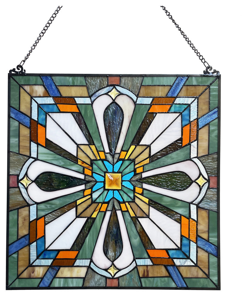 Archie Mission-Style Stained Glass Window Panel 20" Wide
