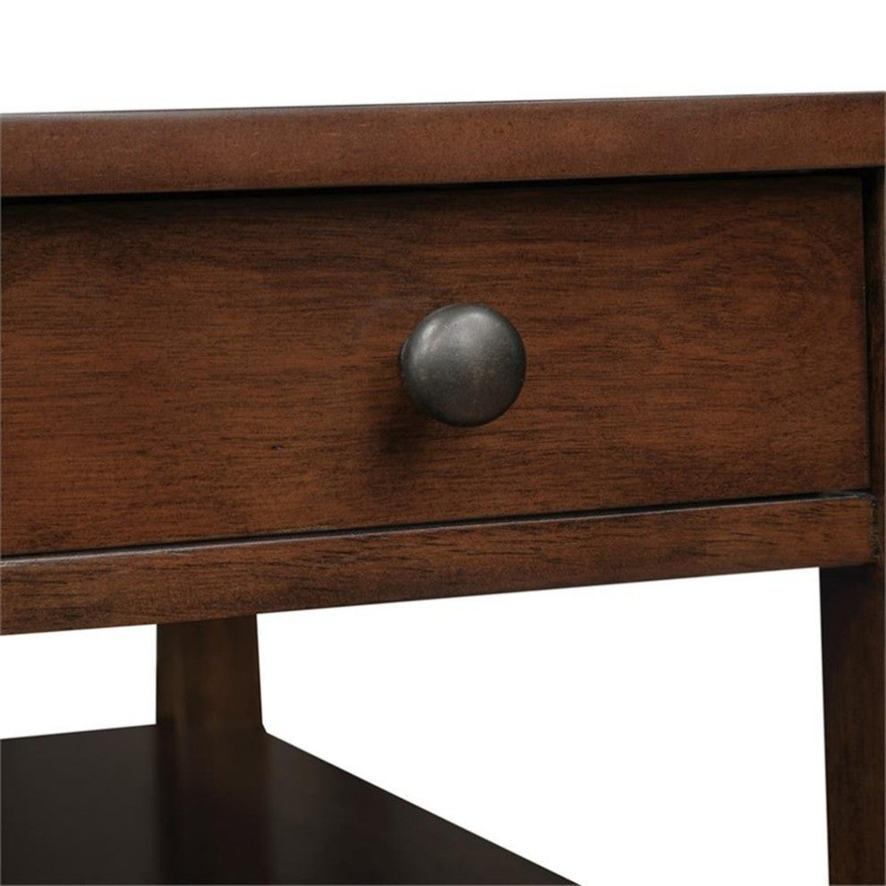 American Heritage One-Drawer End Table w/Charging Station in Espresso Wood