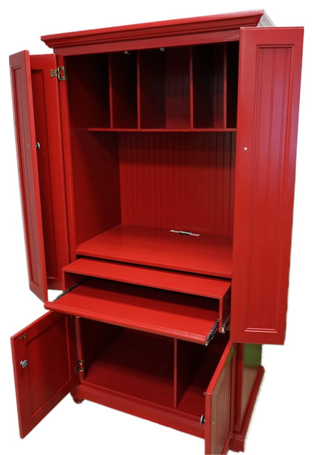 Eagle Furniture Coastal Computer Armoire Work Station, Persimmon Red
