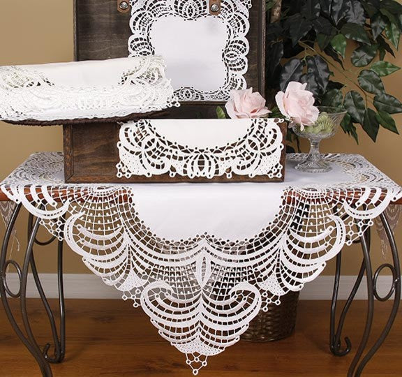 Dainty Lace 12" Square Doily, Ivory, Set of 4