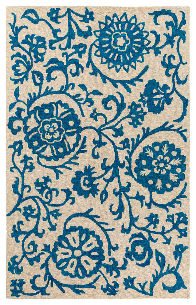Surya Rhodes RDS-2314 9'x13' Rug, Ivory/Bright Blue