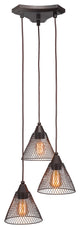 Europa 3-Light Mini Pendant, Dark Granite, 7" Dark Granite Mesh Metal Shade