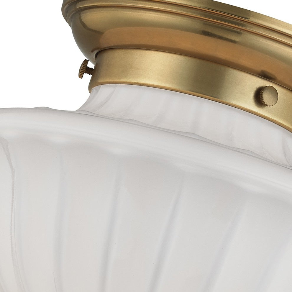 Dutchess 1-Light, Flush Mount, Aged Brass, 9"