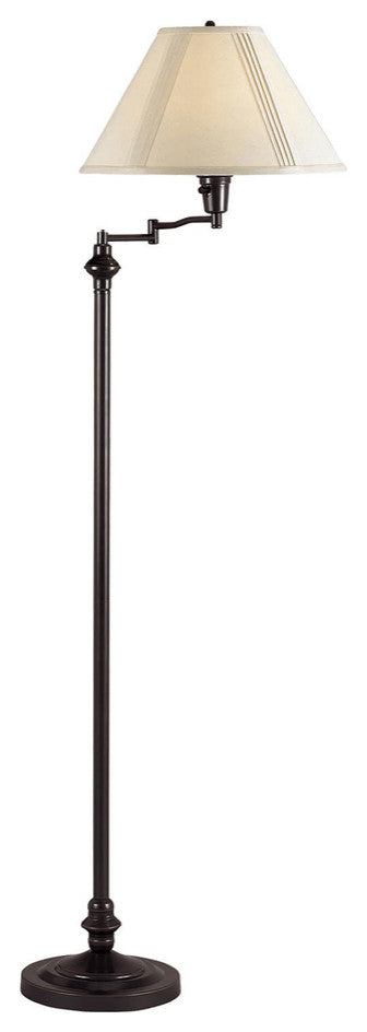 59" Bronze Swing Arm Floor Lamp With Beige Empire Shade
