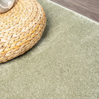 Haze Solid Low-Pile Green 9' Square Area Rug