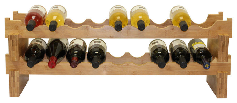 Oceanstar 18-Bottle Stackable Bamboo Wine Rack