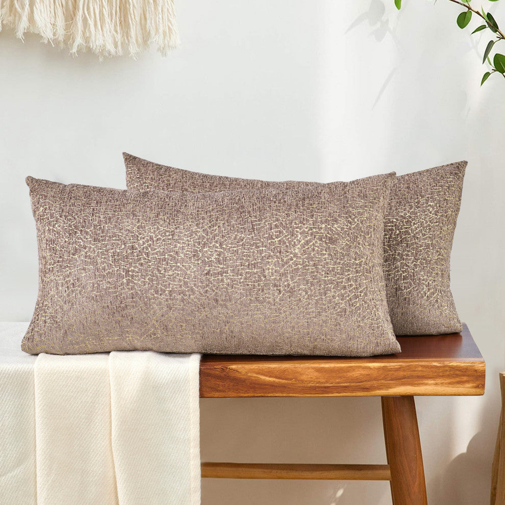 Babati Jacquard Chenille, Set of 2, Light Brown, 14"x26"