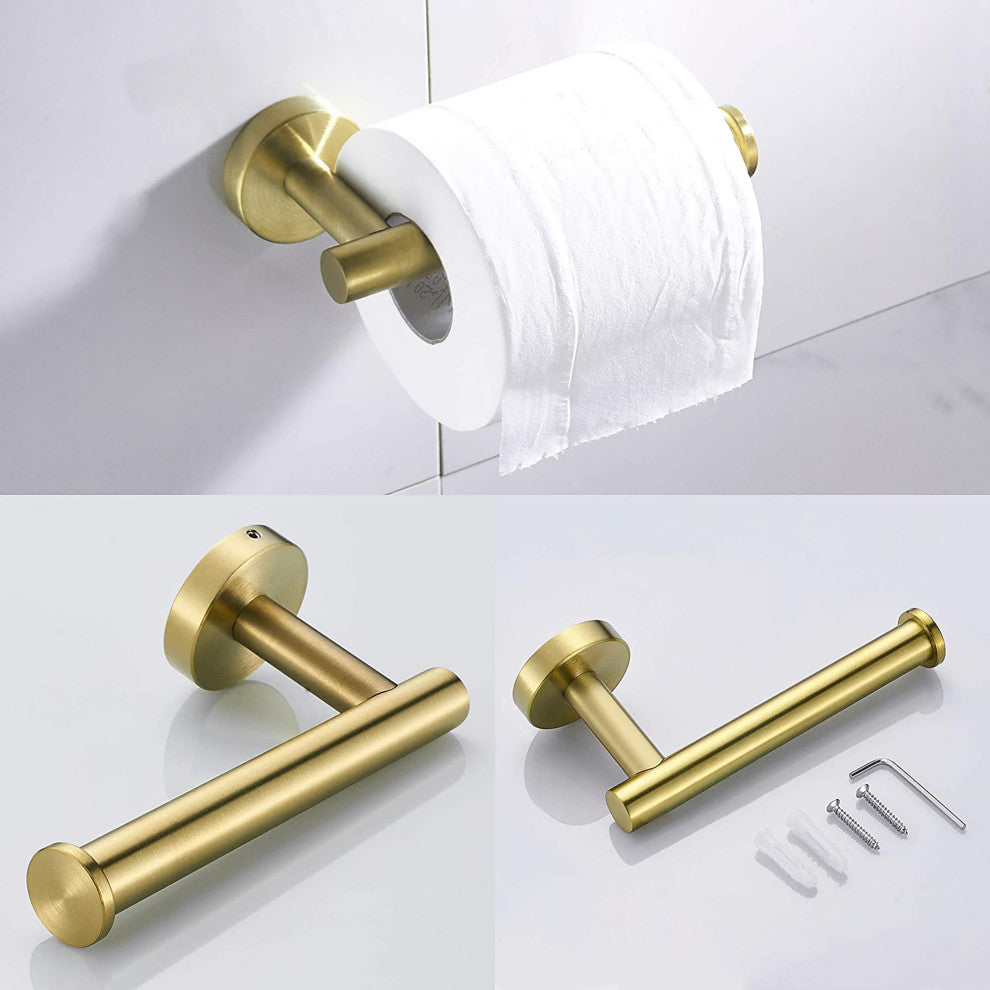 3-Piece Wall Mounted Bathroom Accessory Set, Brushed Gold