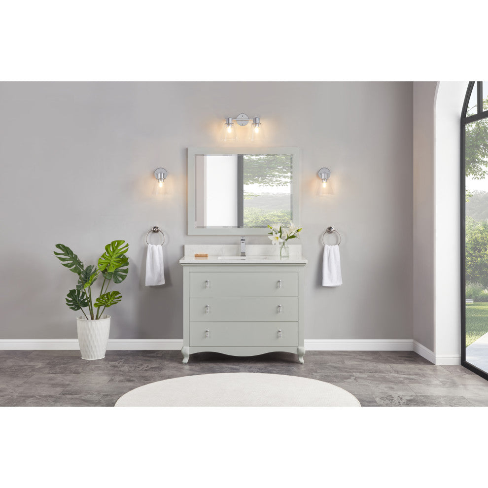 Legion Furniture WS2512 Series Bathroom Sink Vanity, Silver Strand, 42", Artificial Stone Top, Single Sink