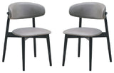 Set of 2 Upholstered Side Chairs in Gray and Black
