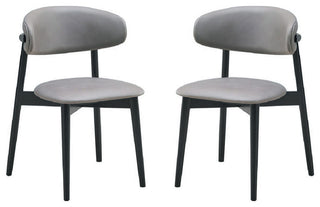Set of 2 Upholstered Side Chairs in Gray and Black